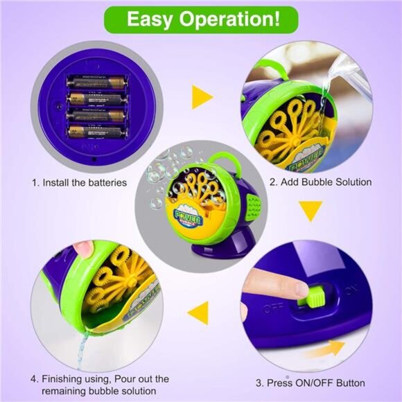 Bubble Machine, Automatic Bubble Blower for Kids, Bubble Maker 2200+ - Picture 4 of 7